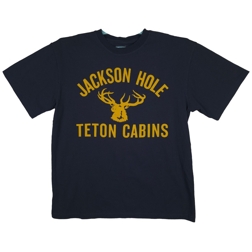 Diamond Cross Ranch Shirt Large Jackson Hole Teton Cabins Deer Logo Navy New